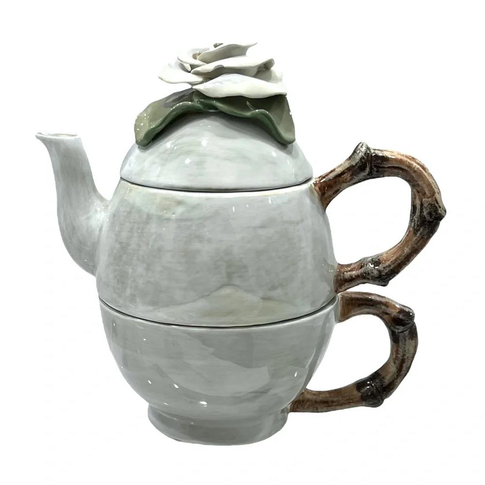 STUDIO B CERAMIC 3 PIECE CERAMIC STACKING TEAPOT